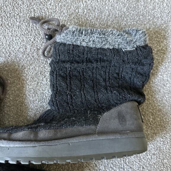 Skechers Gray Sweater Pull On Boots Women’s Size 6 - Picture 2 of 10